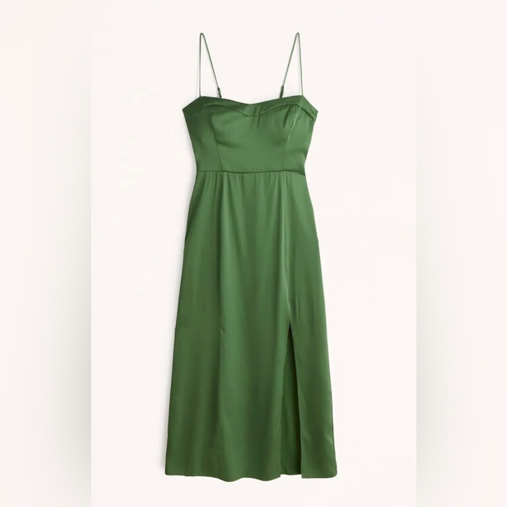 Satin High-Slit Midi Dress